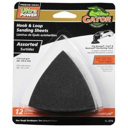 GATOR FINISHING 12Pk3"Asst Hl Sandpaper 3775